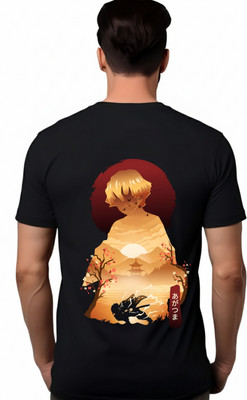 nowkart Graphic Print Men Round Neck Black T-Shirt