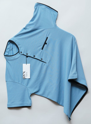 N AND J Solid Men Mandarin Collar Green T-Shirt