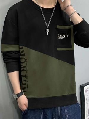 Jump Cuts Printed Men Round Neck Green, Black T-Shirt