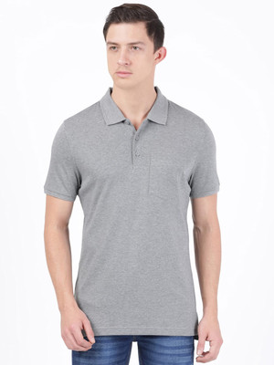 JOCKEY Self Design Men Polo Neck Grey T-Shirt