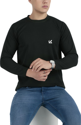 kibitzertrends Self Design Men Round Neck Black T-Shirt