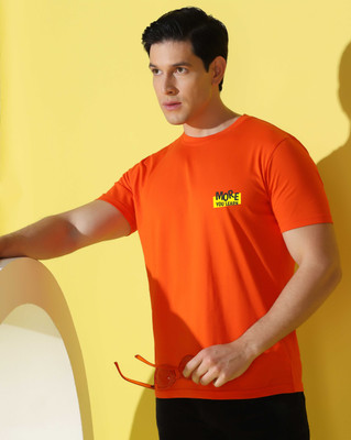 WOOSTRO Graphic Print Men Round Neck Orange T-Shirt