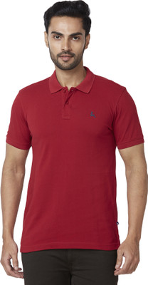 PARX Solid Men Polo Neck Maroon T-Shirt