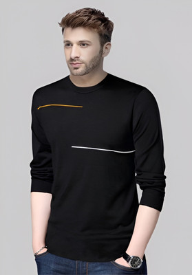 Reya Printed Men Round Neck Black T-Shirt