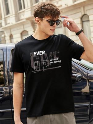 JUARI BE A GENTLEMAN Printed Men Round Neck Black T-Shirt
