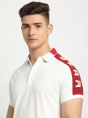 THE BEAR HOUSE Colorblock Men Polo Neck White T-Shirt