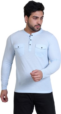 Classic Martino Solid Men Henley Neck Light Blue T-Shirt