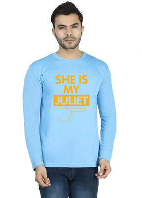 LV CARE Printed Men Round Neck Blue T-Shirt