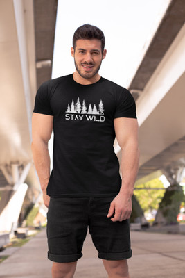 kalavesh Printed Men Round Neck Black T-Shirt