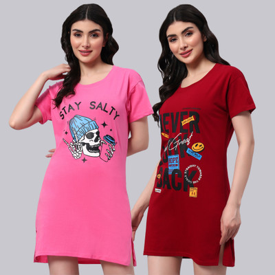 ZEPPI Printed Women Round Neck Multicolor T-Shirt