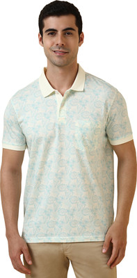 Allen Solly Printed Men Polo Neck Light Blue T-Shirt