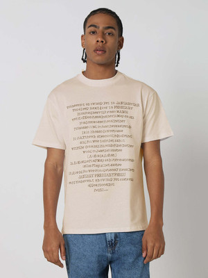 SHOWOFFFF Printed Men Round Neck Beige T-Shirt