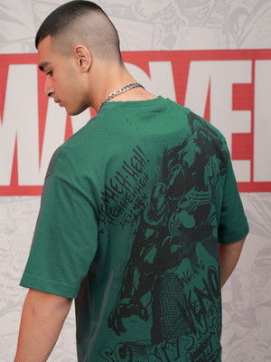 HIGHLANDER Printed Men Round Neck Green T-Shirt