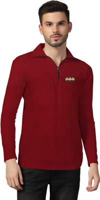 GEUM Solid Men Polo Neck Maroon T-Shirt