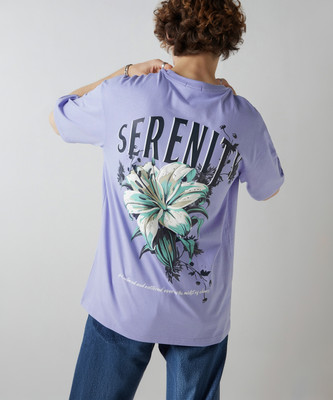BEWAKOOF Graphic Print Men Round Neck Purple T-Shirt