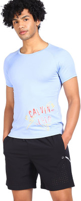 Calvin Klein Jeans Printed Women Round Neck Light Blue T-Shirt