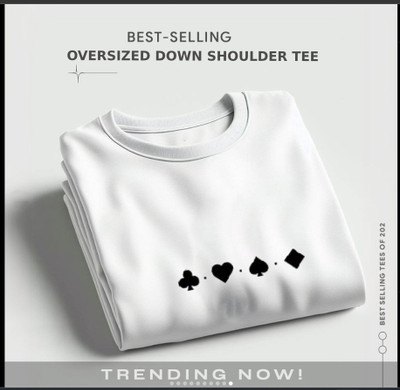 FASHLOOK Printed Men Round Neck White T-Shirt