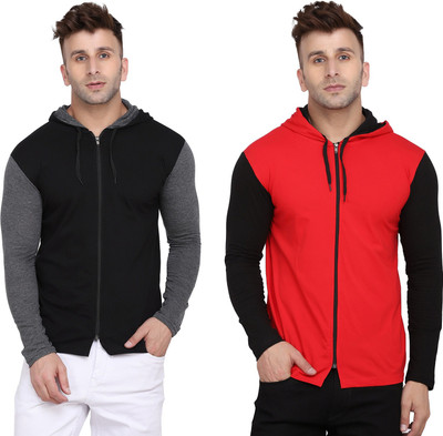 Blisstone Solid Men Hooded Neck Multicolor T-Shirt