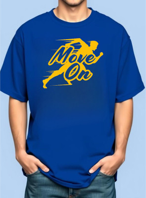 BLOSSOMTRADER Printed Men Round Neck Blue T-Shirt