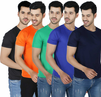 Newsingh Solid Men Round Neck Multicolor T-Shirt