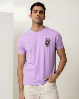 Jack Paris Printed Men Round Neck Purple T-Shirt