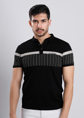 HIGHTRIBE Printed Men Polo Neck White T-Shirt