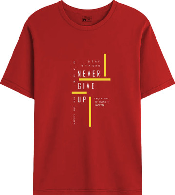 JUGULAR Printed Men Round Neck Red T-Shirt