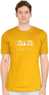 Be Crazy Printed Men Round Neck Yellow T-Shirt