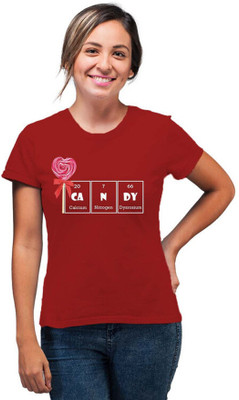 SmarTee Street Printed Women Round Neck Red T-Shirt