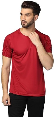 MODACasa Solid Men Round Neck Red T-Shirt