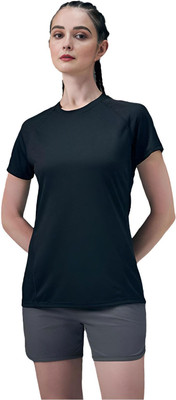 Chicaria Solid Women Round Neck Black T-Shirt