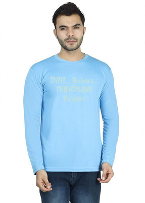 LV CARE Printed Men Round Neck Blue T-Shirt