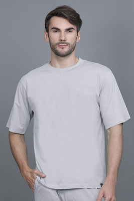 GODFREY Solid Men Round Neck Grey T-Shirt