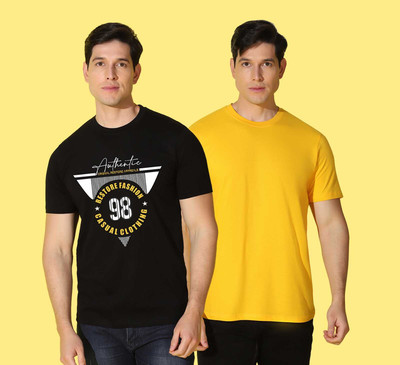 WOOSTRO Printed Men Round Neck Multicolor T-Shirt