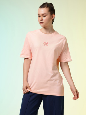 HRX by Hrithik Roshan Solid Women Round Neck Orange T-Shirt