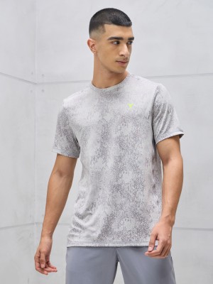 TECHNOSPORT Sporty Men Crew Neck Silver T-Shirt