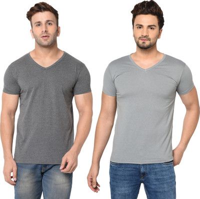 JB Jangoboy Solid Men V Neck Multicolor T-Shirt