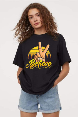 POSH PATOLA Printed Women Round Neck Multicolor T-Shirt