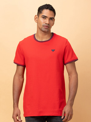 BEING HUMAN Solid Men Crew Neck Red T-Shirt