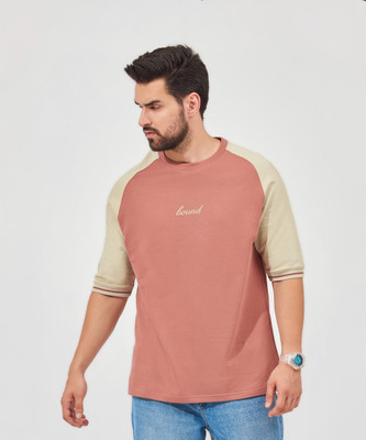 MANIAC Colorblock Men Round Neck Brown T-Shirt