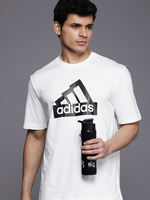ADIDAS Graphic Print Men Crew Neck White T-Shirt