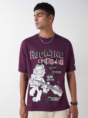 BEWAKOOF Graphic Print Men Round Neck Purple T-Shirt