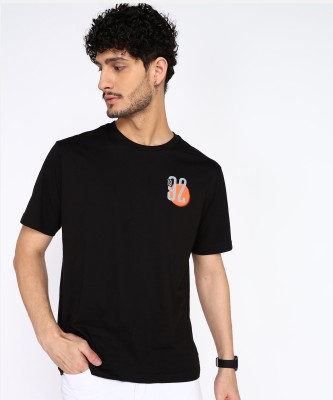 Spykar Printed Men Round Neck Black T-Shirt