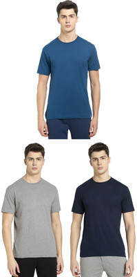JOCKEY Solid Men Round Neck Dark Blue, Grey, Navy Blue T-Shirt