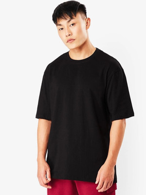 MIT Bharat Solid Men Round Neck Black T-Shirt