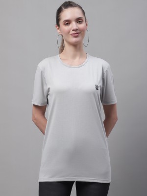 VIMAL JONNEY Solid Women Round Neck Grey T-Shirt