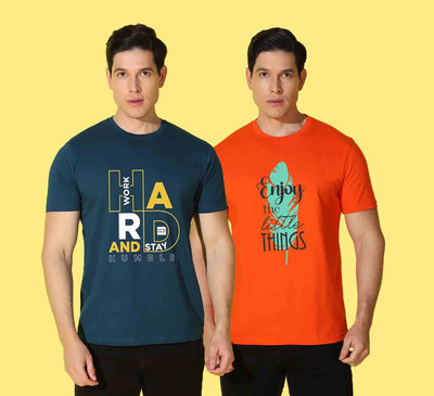 WOOSTRO Printed Men Round Neck Multicolor T-Shirt