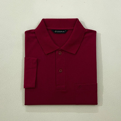 Coldplay Solid Men Polo Neck Maroon T-Shirt