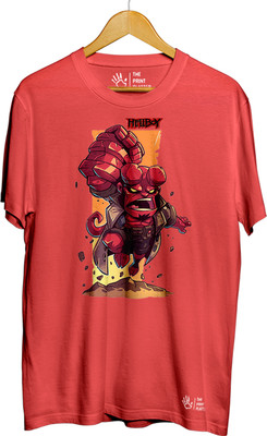 THE PRINT PLATTER Graphic Print Men Round Neck Red T-Shirt