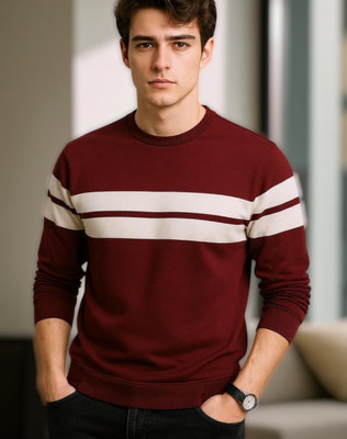 Teezler Solid Men Round Neck Maroon T-Shirt